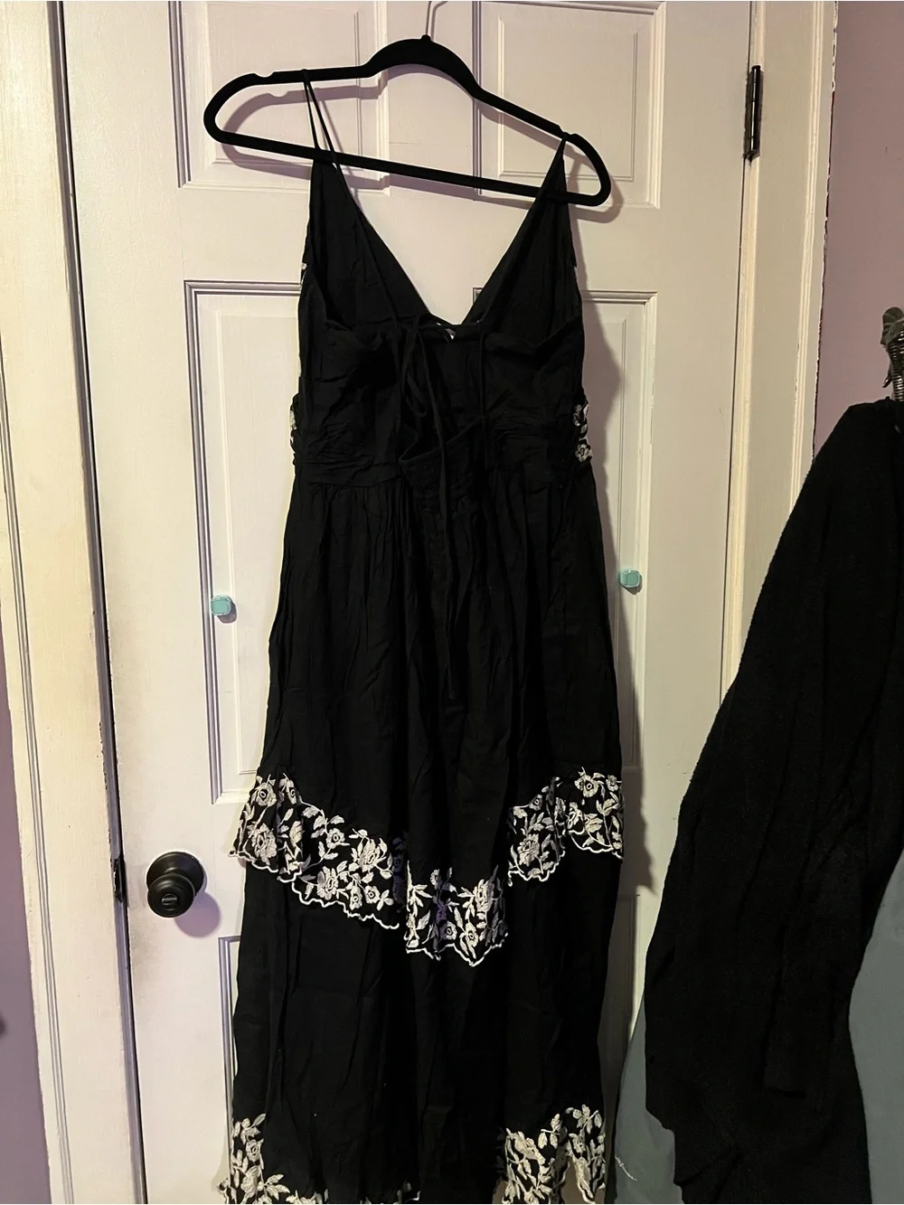 Abercrombie & Fitch Black Maxi Dress with White Floral Embroidery